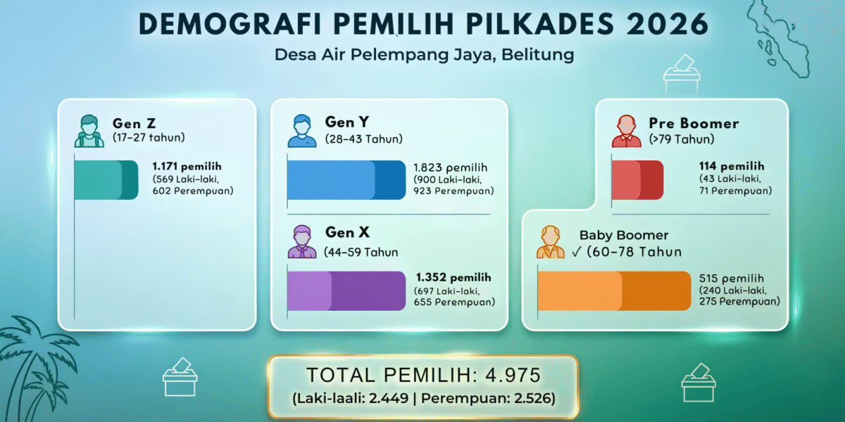 Data Pemilih Pilkades Air Pelempang Jaya 2026 Didominasi Gen Z dan Milenial